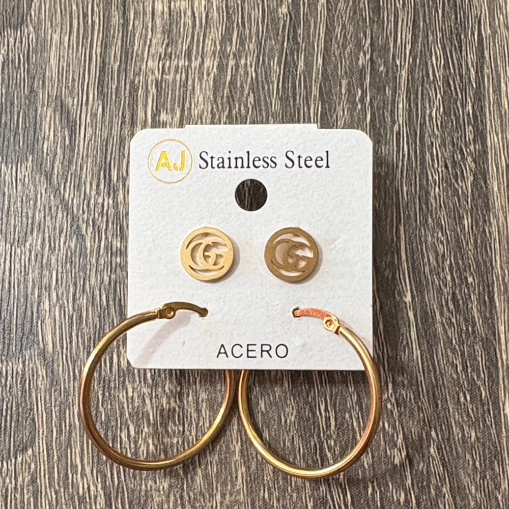 Gold Stainless Steel Hoop Earrings